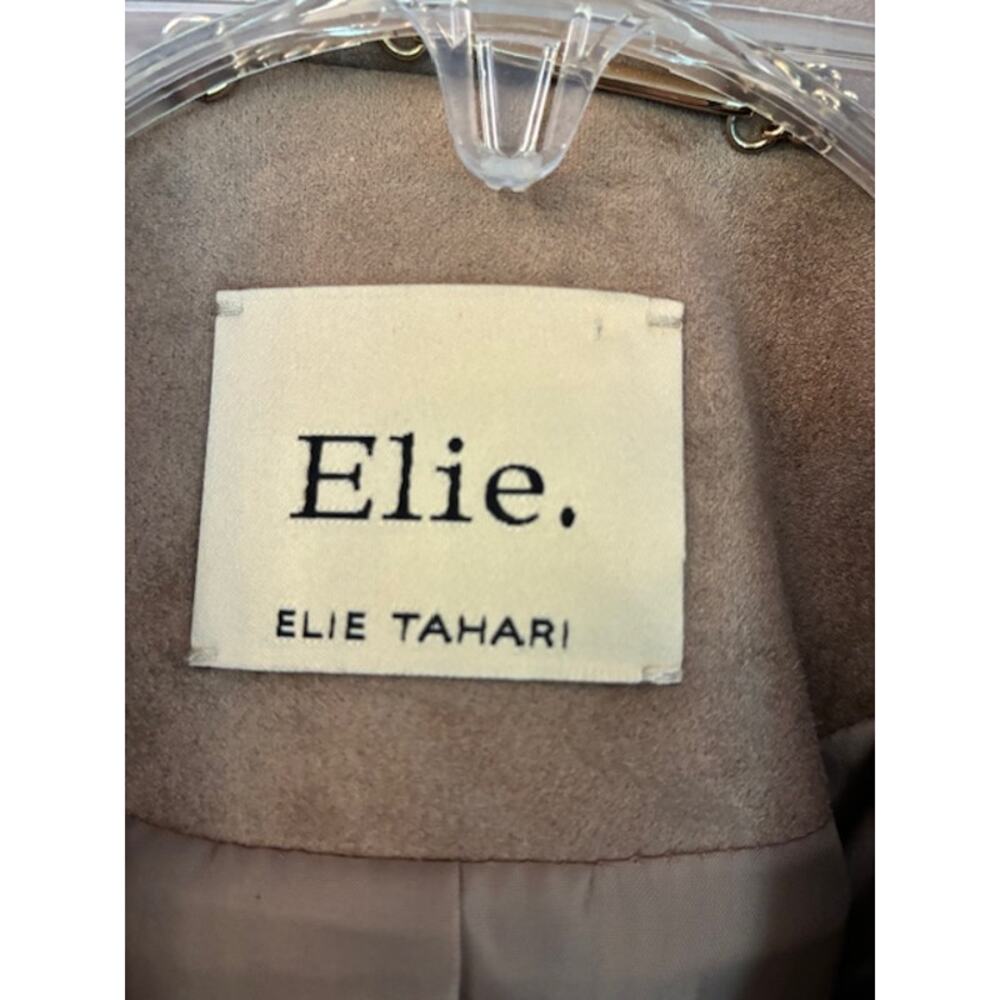 Elie Tahari Blazer Jacket Faux Suede Lined Pockets Medium Tan - Picture 3 of 6